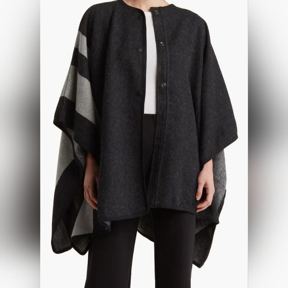 Modena Womens OS Dark Academic Colorblock Stripe Quiet Luxury Fall Classic Ruana